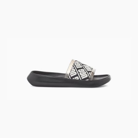 UGG Ruette Black Slides for Women (NXYM89735)